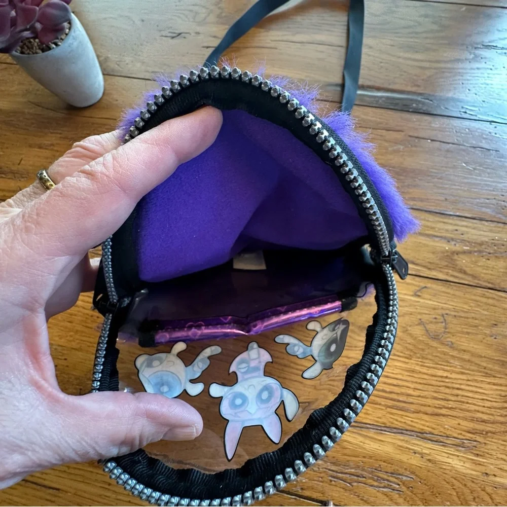 Vintage Purple Fuzzy Powerpuff Girls Crossbody Bag